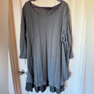 Chic Long Sleeve Gray Knit Dress